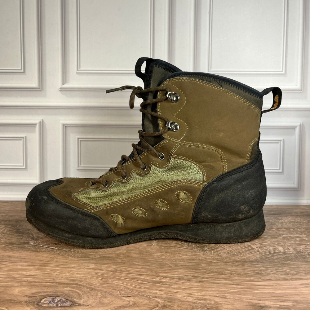 Cabelas Wading Boots Men Olive Black Felt Sole Fly Fishing 83-0822 13 EE - Picture 3 of 12